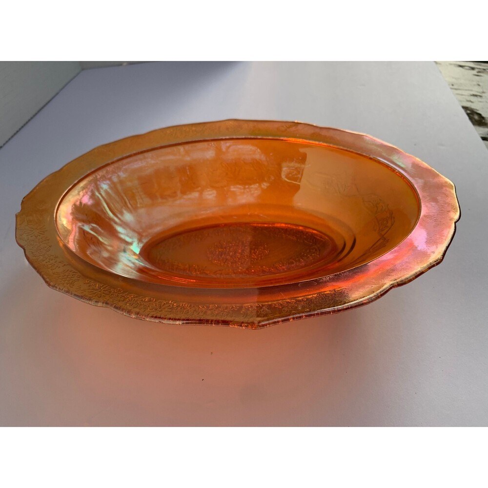 1930s Normandie Iridescent Depression Glass Oval Vegetable Bowl - Federal Glass